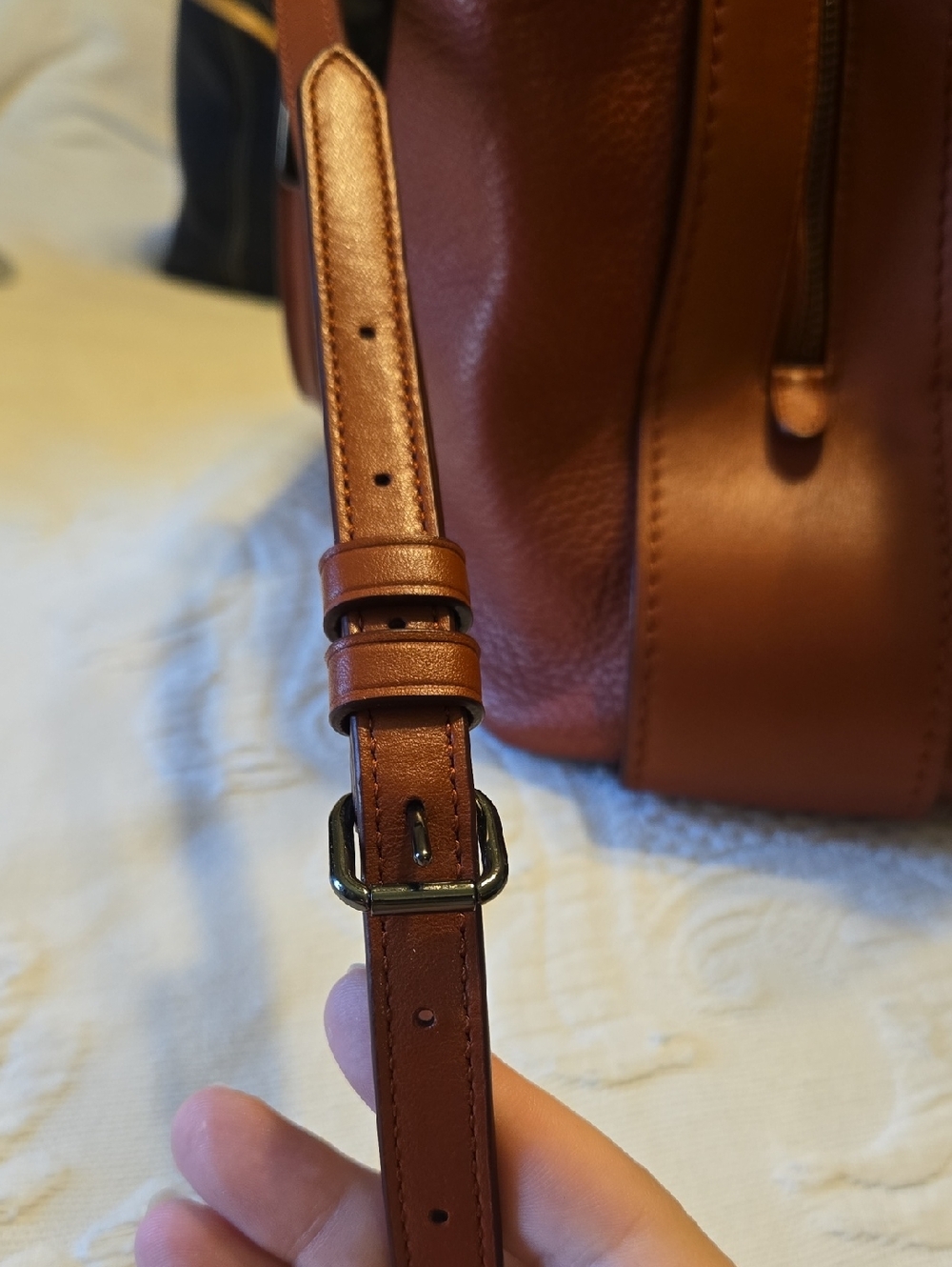Coach Pebbled Leather Satchel in Cognac Orange - Picture 10 of 16
